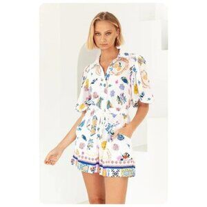 Label of Love Portafino Playsuit Short Sleeve Floral Romper, Small